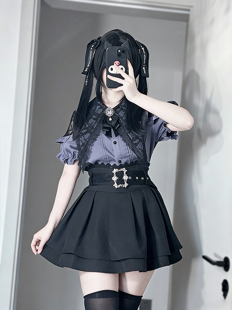 Blouse Off Shoulder - Gothic Style Shoulder Bared Shirt And
