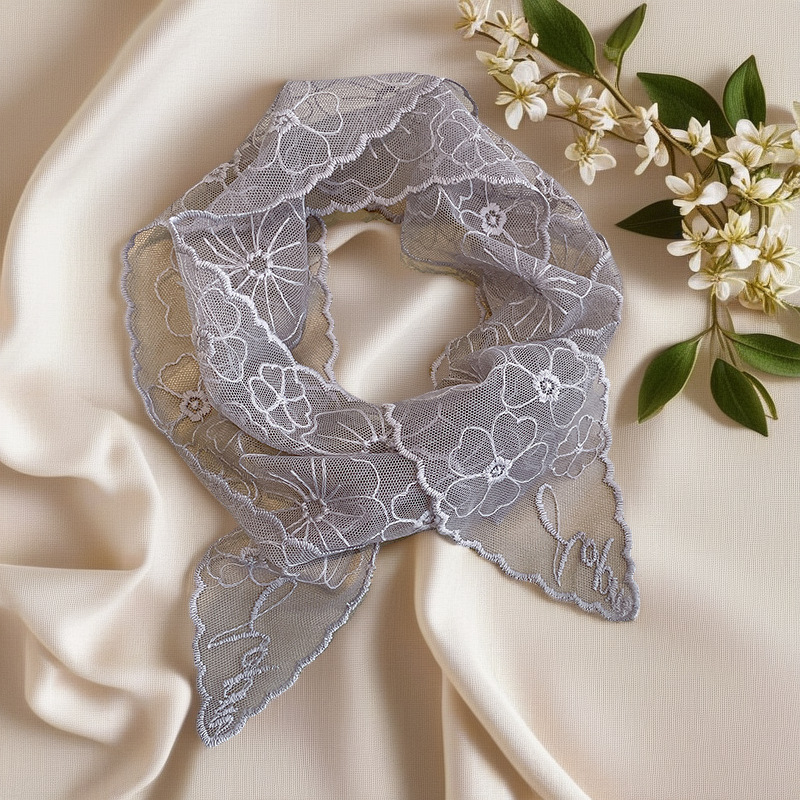 Headband Summer Knit - Lace French Silk Scarf Retro Women's