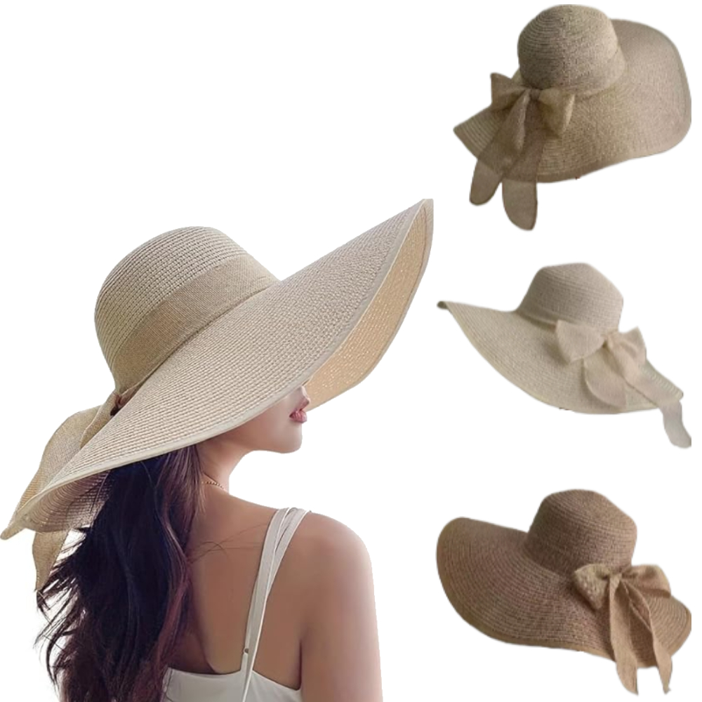Hat Floppy Wide - Women Summer Wide Brim Straw Hat