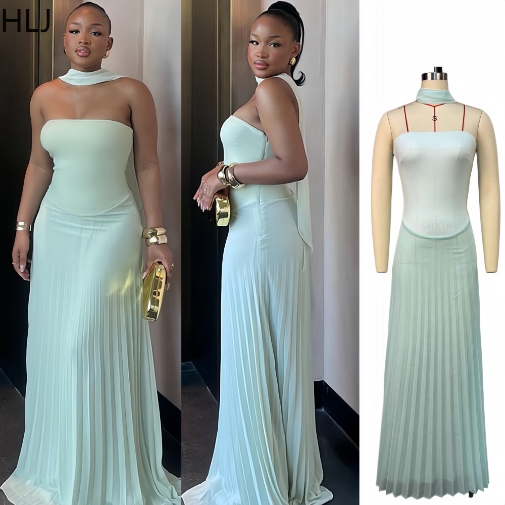 Maxi Dress Halter - HLJ Women Mint Green 2 Piece