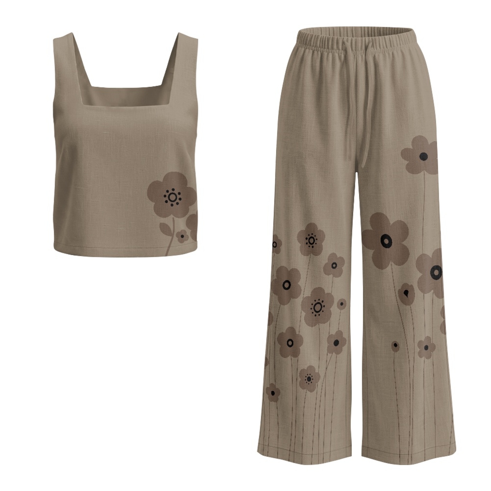 INSTANTARTS Women’s Linen Vest - Linen Pant Wide ulasan dan harga