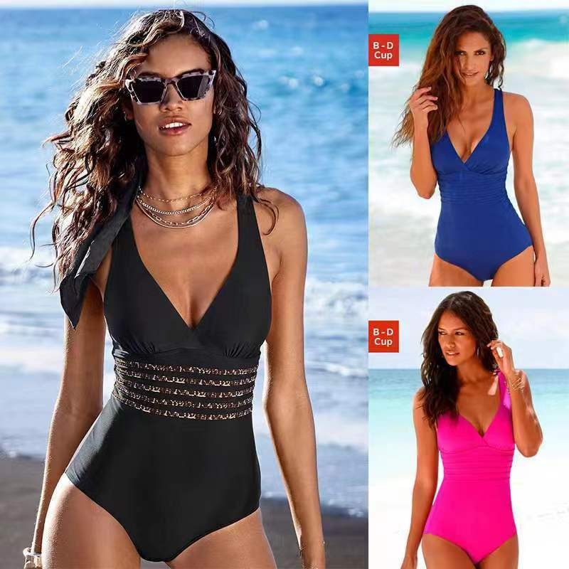 Woman Swimsuit Tankini Solid C - Swimsuit Bikini Ruched ulasan dan harga