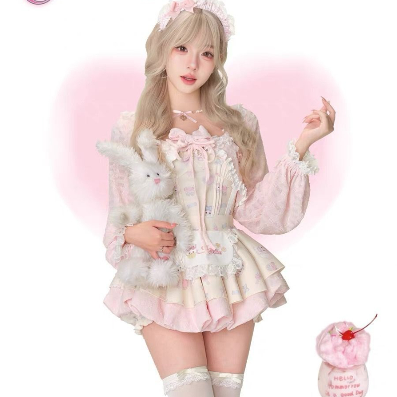 Japanese Sweet Lolita Style 3  - Crop Top Crochet ulasan dan harga