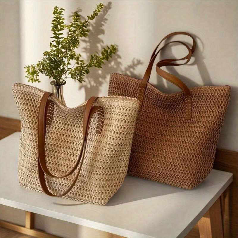 Fashionable and Versatile Wome - Crochet Bag Raffia ulasan dan harga