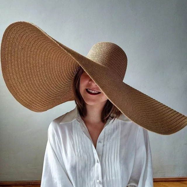 Oversized Beach Straw Hats for - Hat Floppy Wide ulasan dan harga