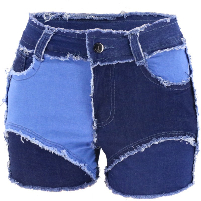 Fashion Mid-Waist Slim Fit Tor - Shorts Denim Frayed ulasan dan harga