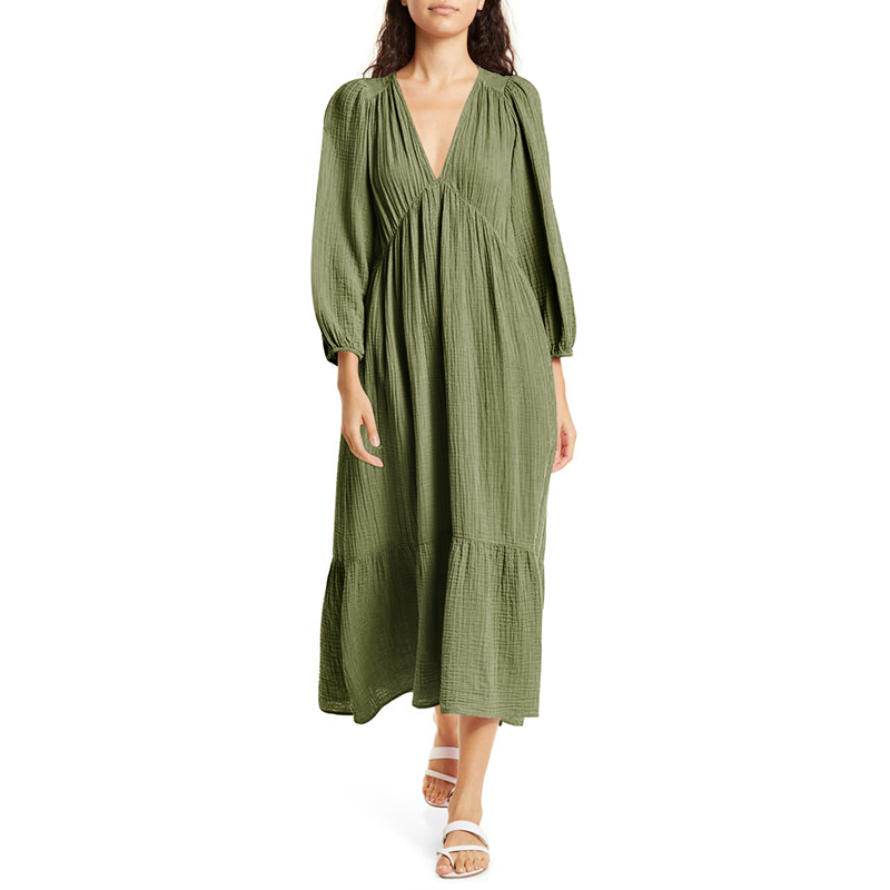 Muslin 100% Cotton Long Sleeve - Linen Dress Wrap ulasan dan harga