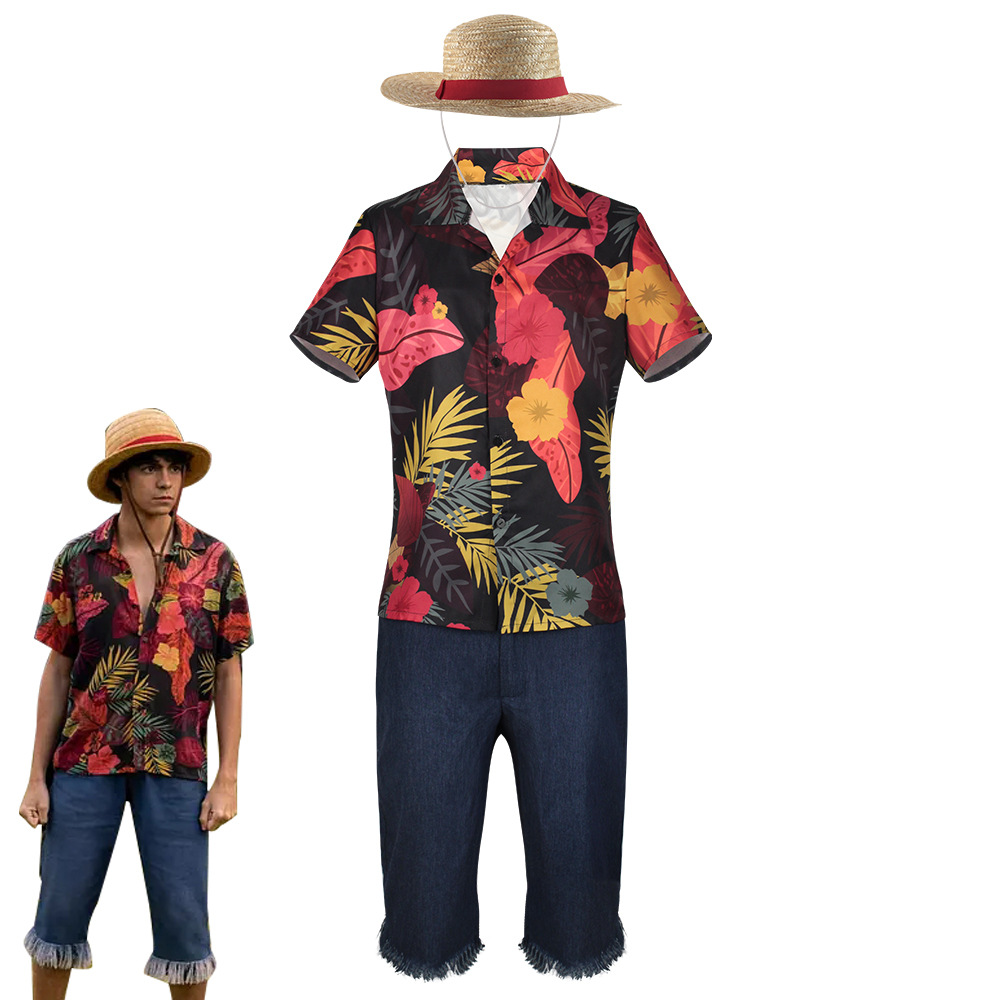 Men's Tropical Floral Shirt &  - Shorts Denim Frayed ulasan dan harga