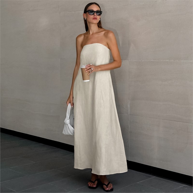 Fashion Elegant Simple Design  - Linen Dress Wrap ulasan dan harga