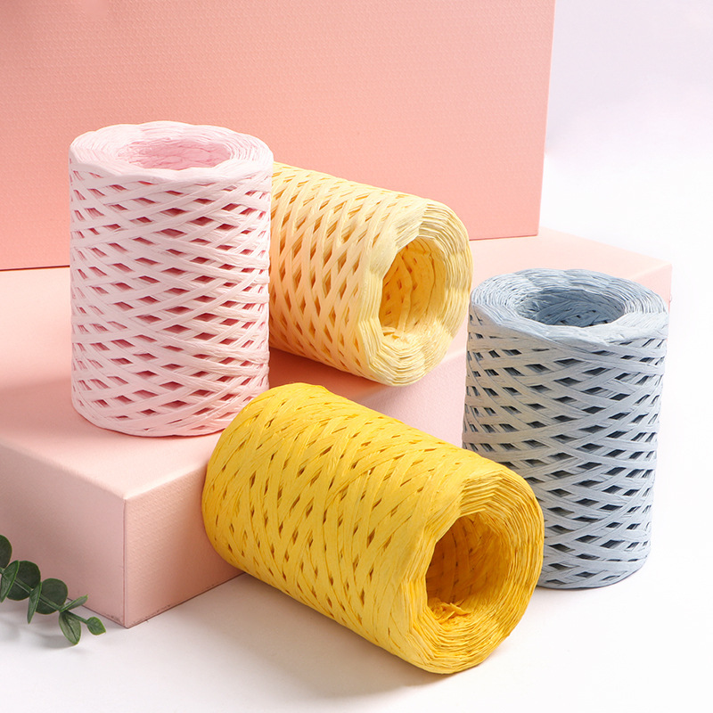 150M Natural Raffia Straw Yarn - Crochet Bag Raffia ulasan dan harga