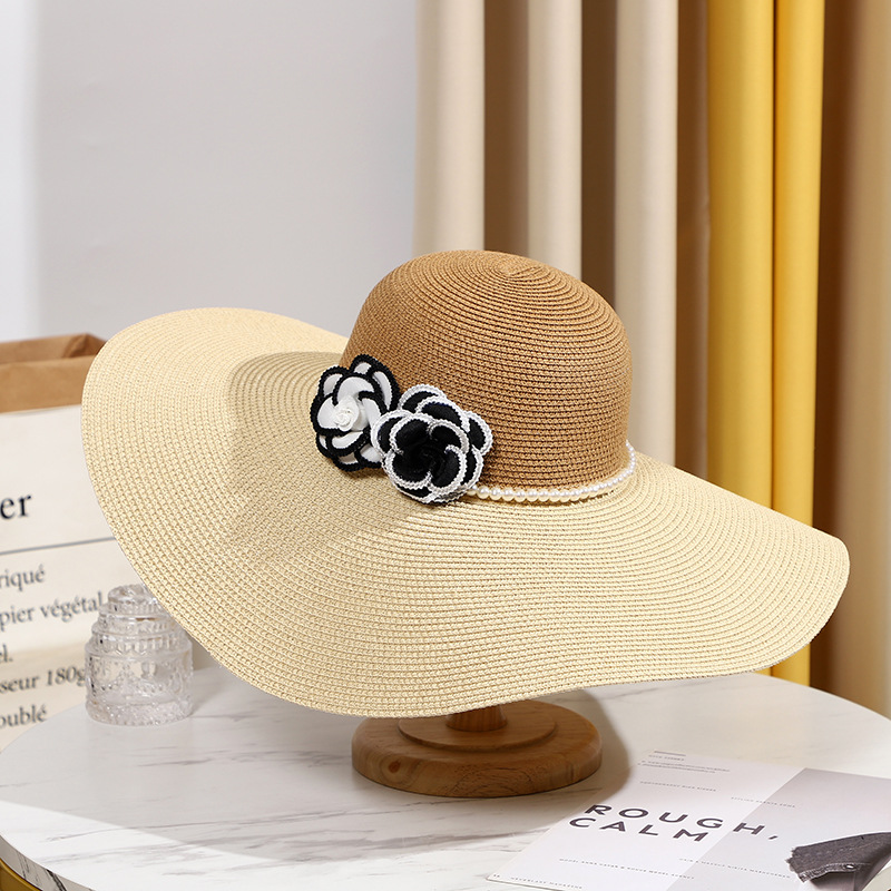 Two Tones Wide Brim Summer Hat - Hat Floppy Wide ulasan dan harga
