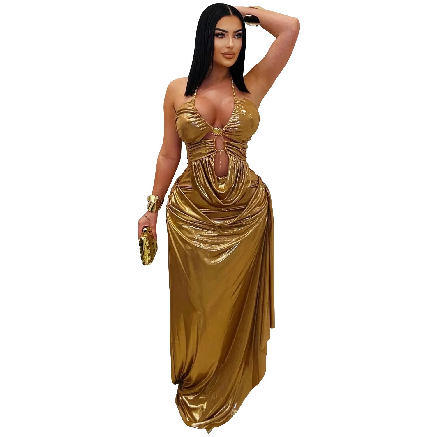 Prom Dress Evening Wedding Gue - Maxi Dress Halter ulasan dan harga