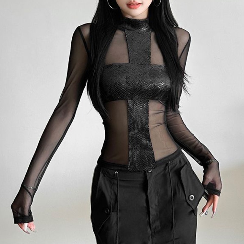 American Style Mesh Long Sleev - Blouse Off Shoulder ulasan dan harga