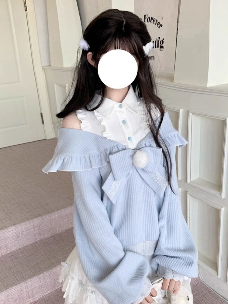 Kawaii Soft Girl Lolita 2 Piec - Blouse Off Shoulder ulasan dan harga