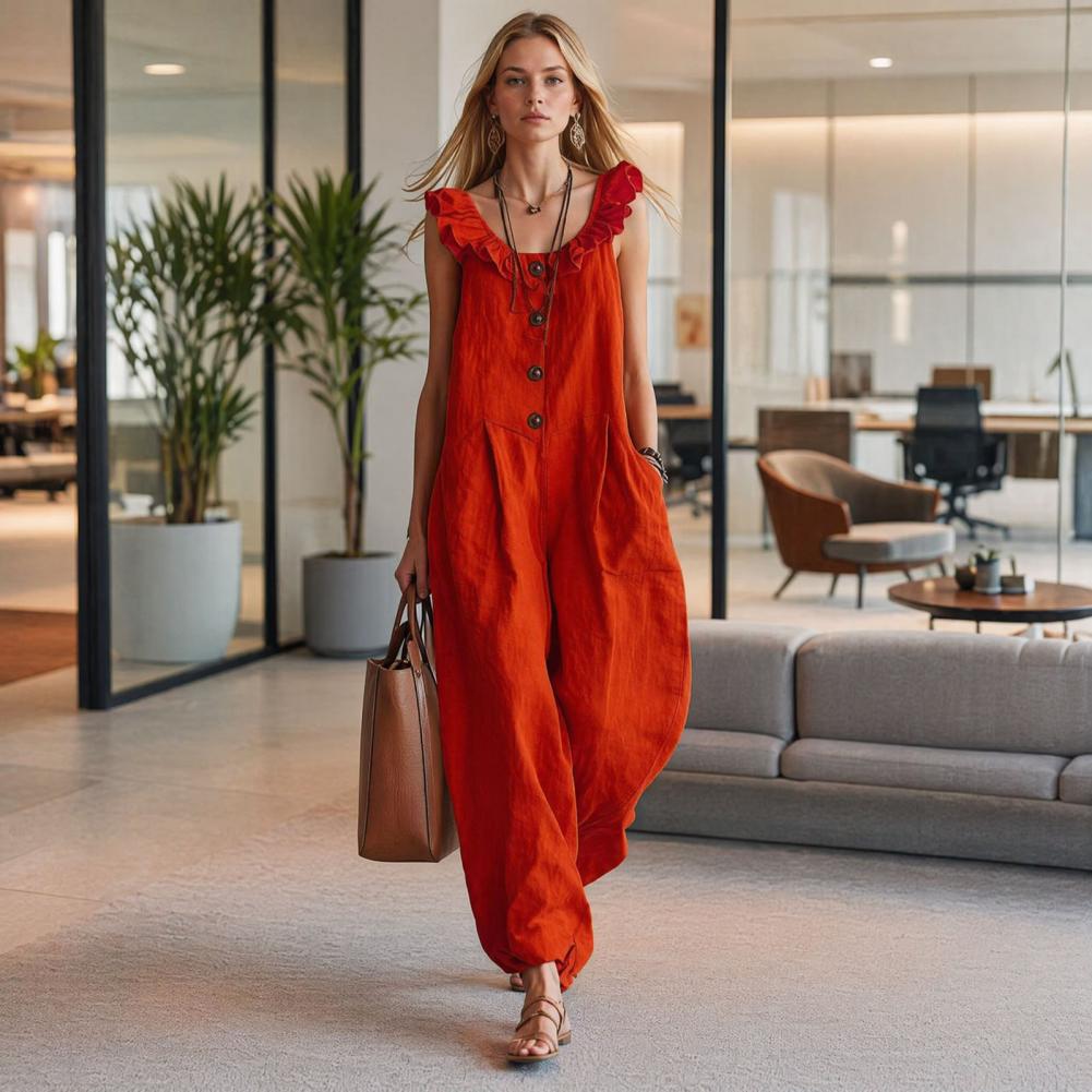 Relaxed Fit Romper Women Women - Jumpsuit Linen Relaxed ulasan dan harga