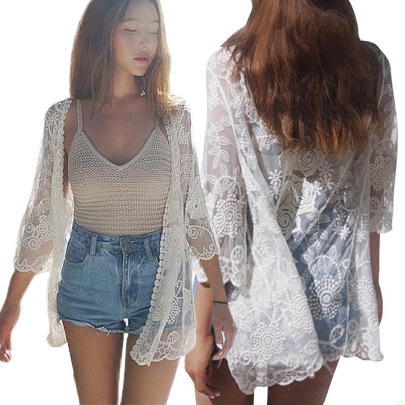 Women Lace Open Front Kimono C - Kimono Sheer Floral ulasan dan harga