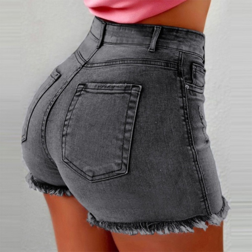 Women's High Waisted Denim Sho - Shorts Denim Frayed ulasan dan harga