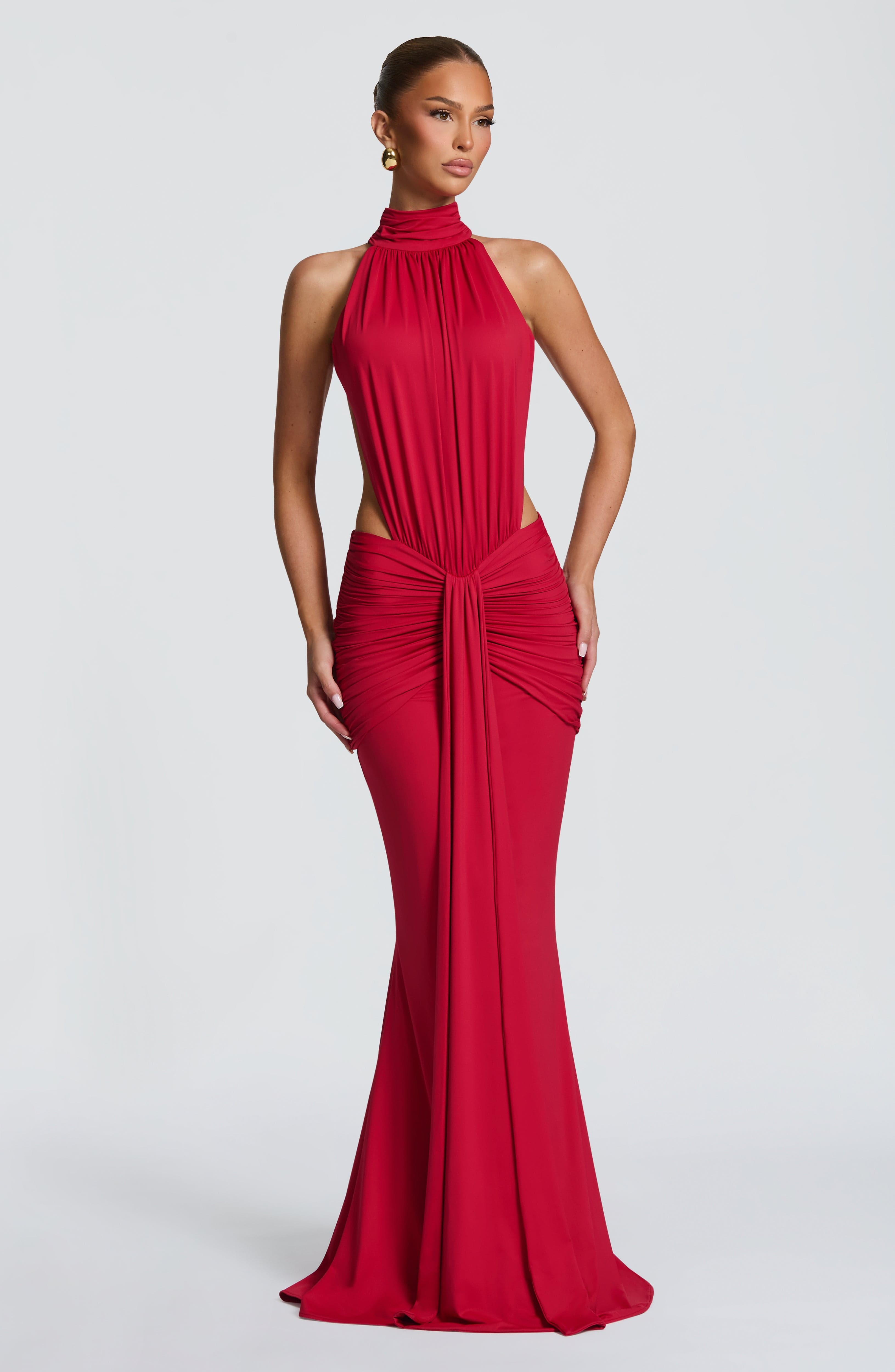 Halter High Neck Cutout Waist  - Maxi Dress Halter ulasan dan harga