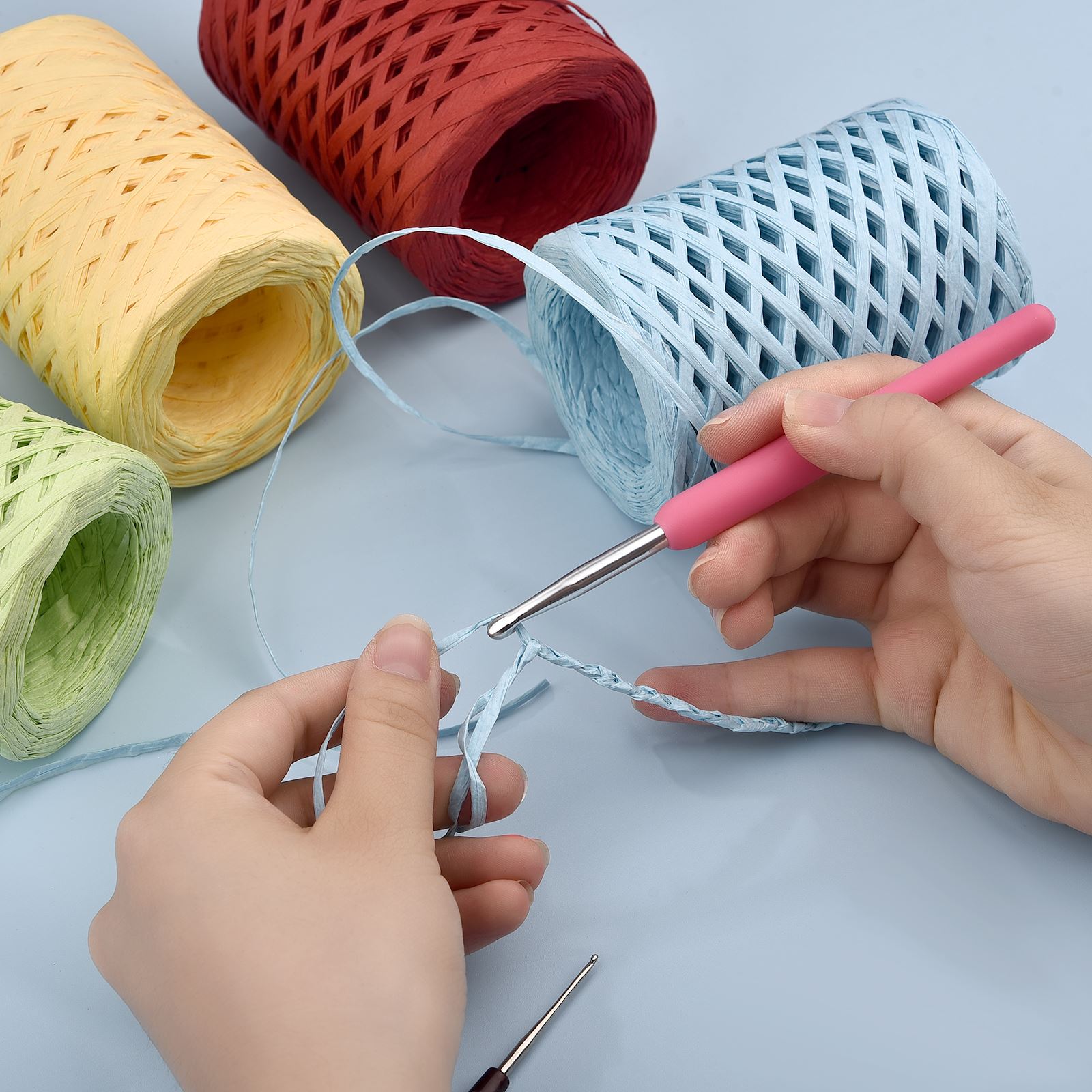 100M Natural Raffia Straw Yarn - Crochet Bag Raffia ulasan dan harga