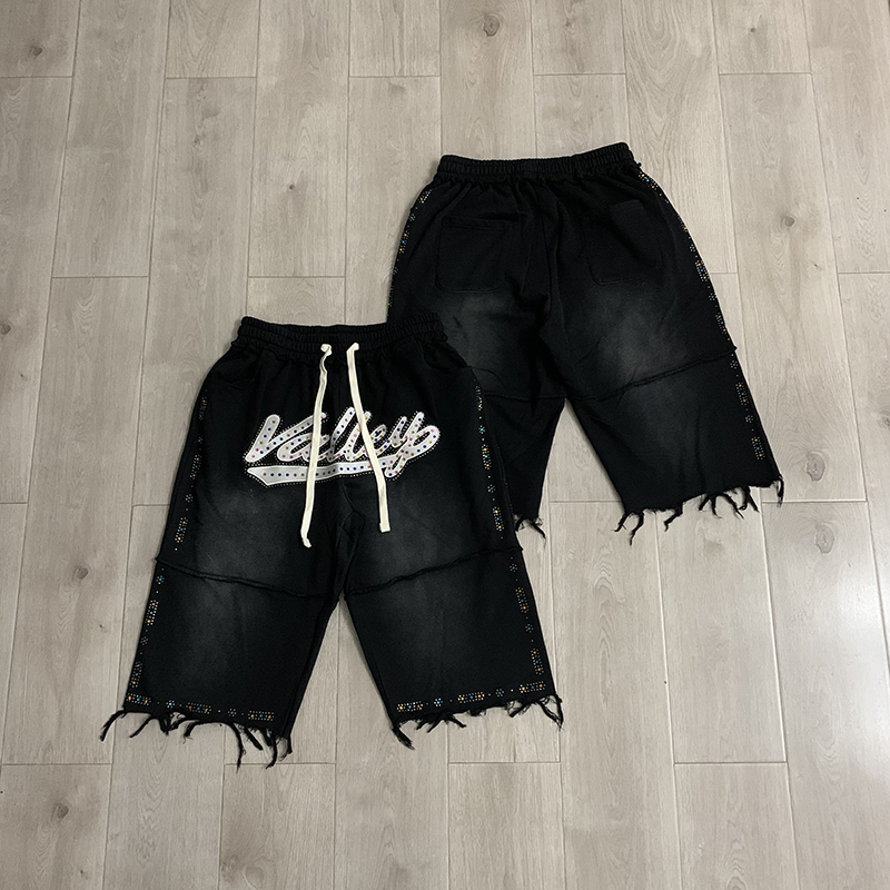 VALLEY Men Black Knee Casual S - Shorts Denim Frayed ulasan dan harga