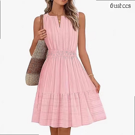 Spring Summer Women's Sleevele - Linen Dress Wrap ulasan dan harga