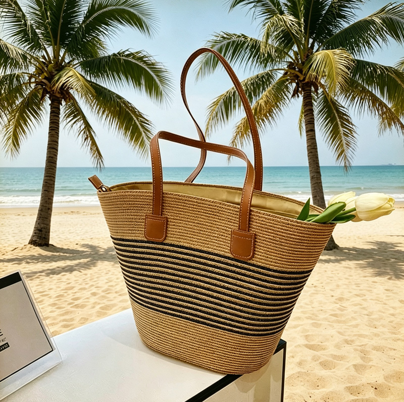 CLAREGQI  Women's Striped Stra - Tote Bag Beach ulasan dan harga