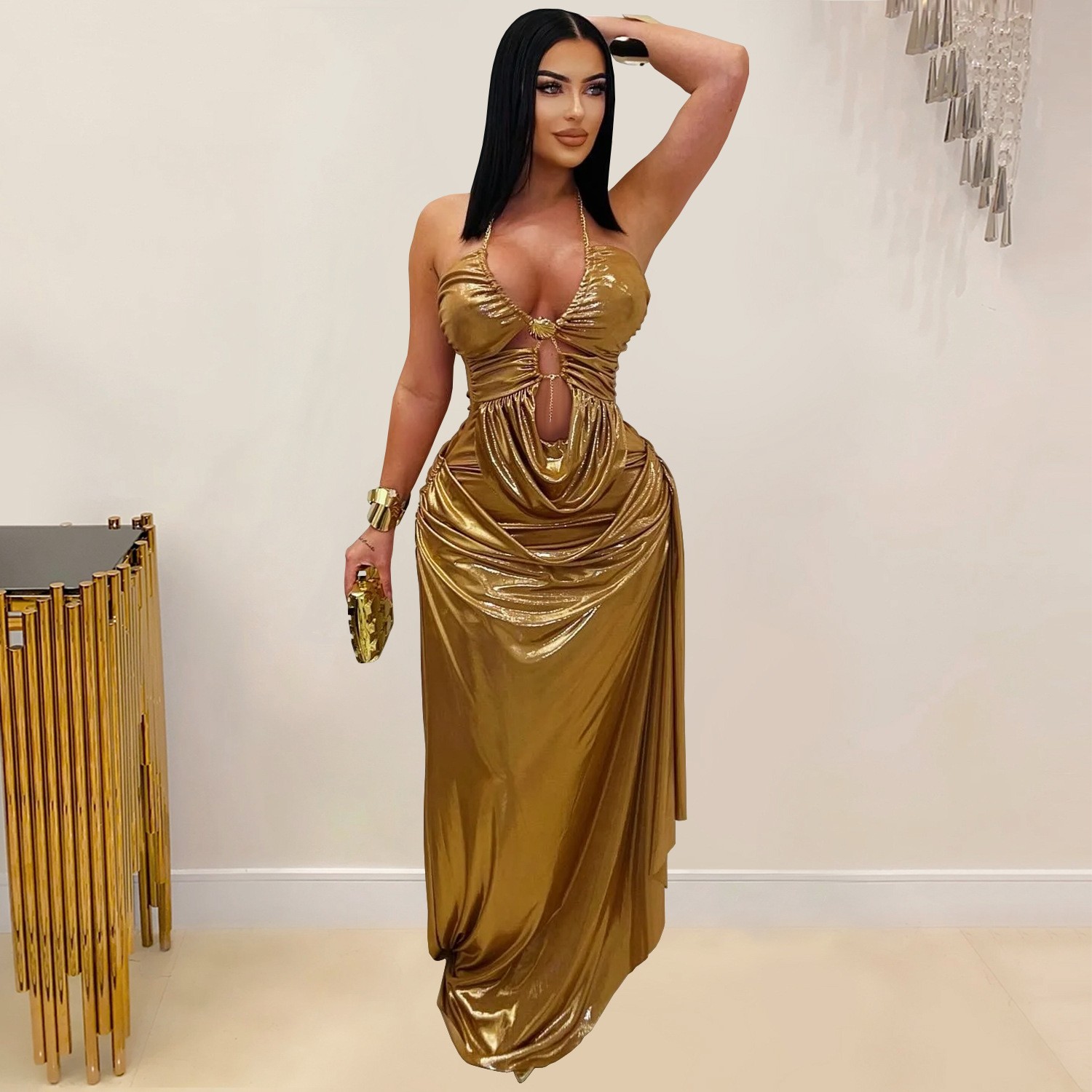 Wedding Guest Dress Evening Ha - Maxi Dress Halter ulasan dan harga