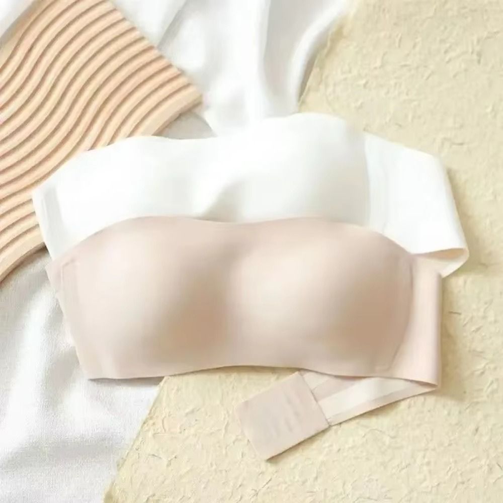 Solid Color Strapless Wrapped  - Bralette Triangle Set ulasan dan harga