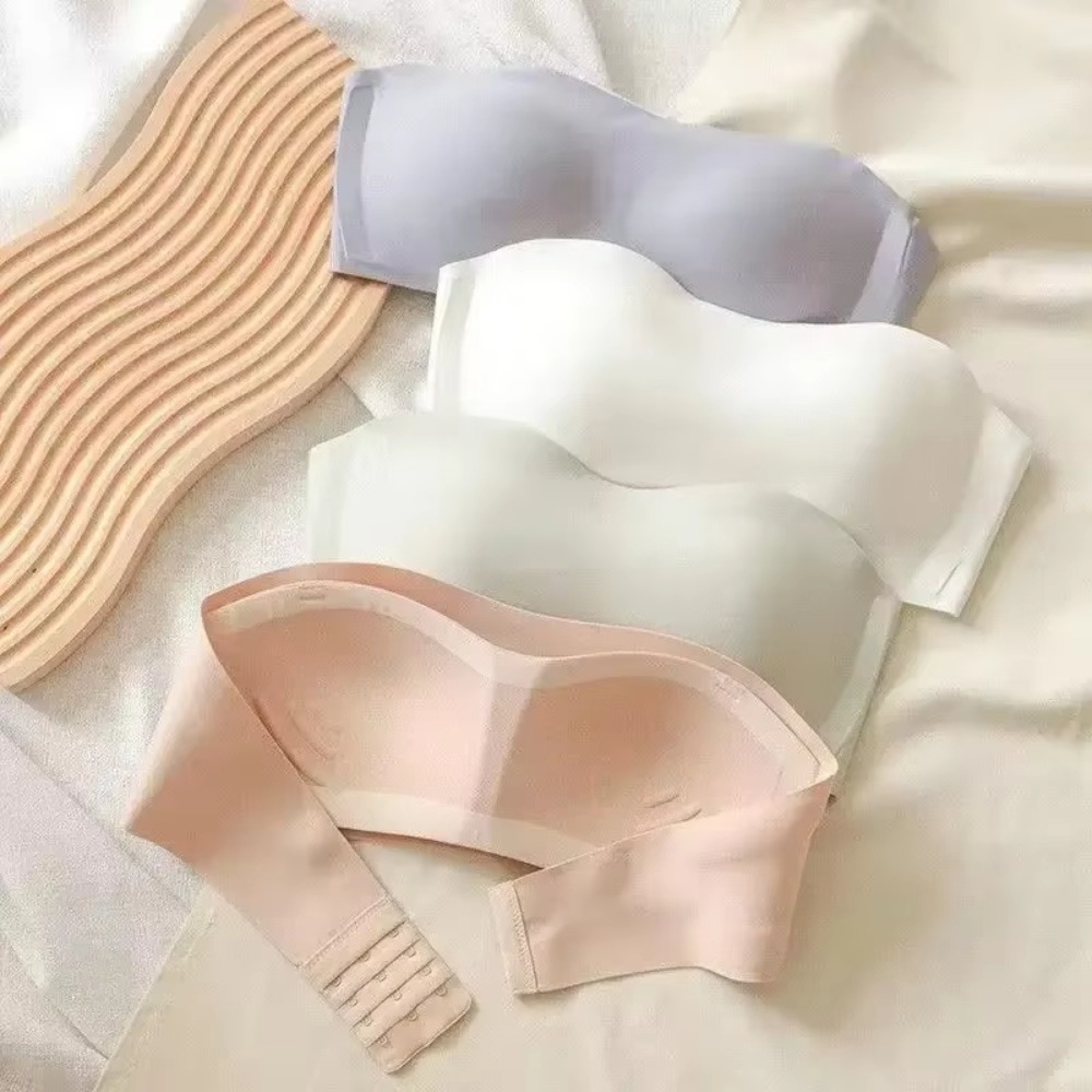 Solid Color Strapless Wrapped  - Bralette Triangle Set ulasan dan harga