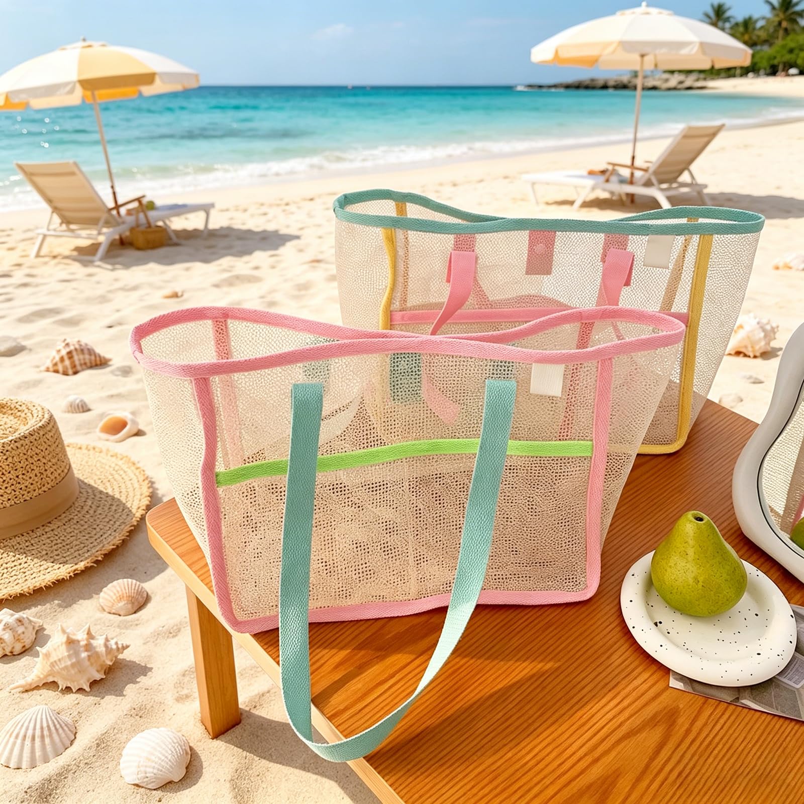 Beach Bags for Women Colorful  - Tote Bag Beach ulasan dan harga