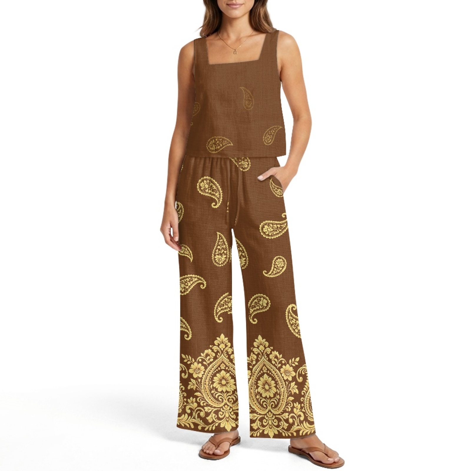 INSTANTARTS Women’s Linen Vest - Linen Pant Wide ulasan dan harga