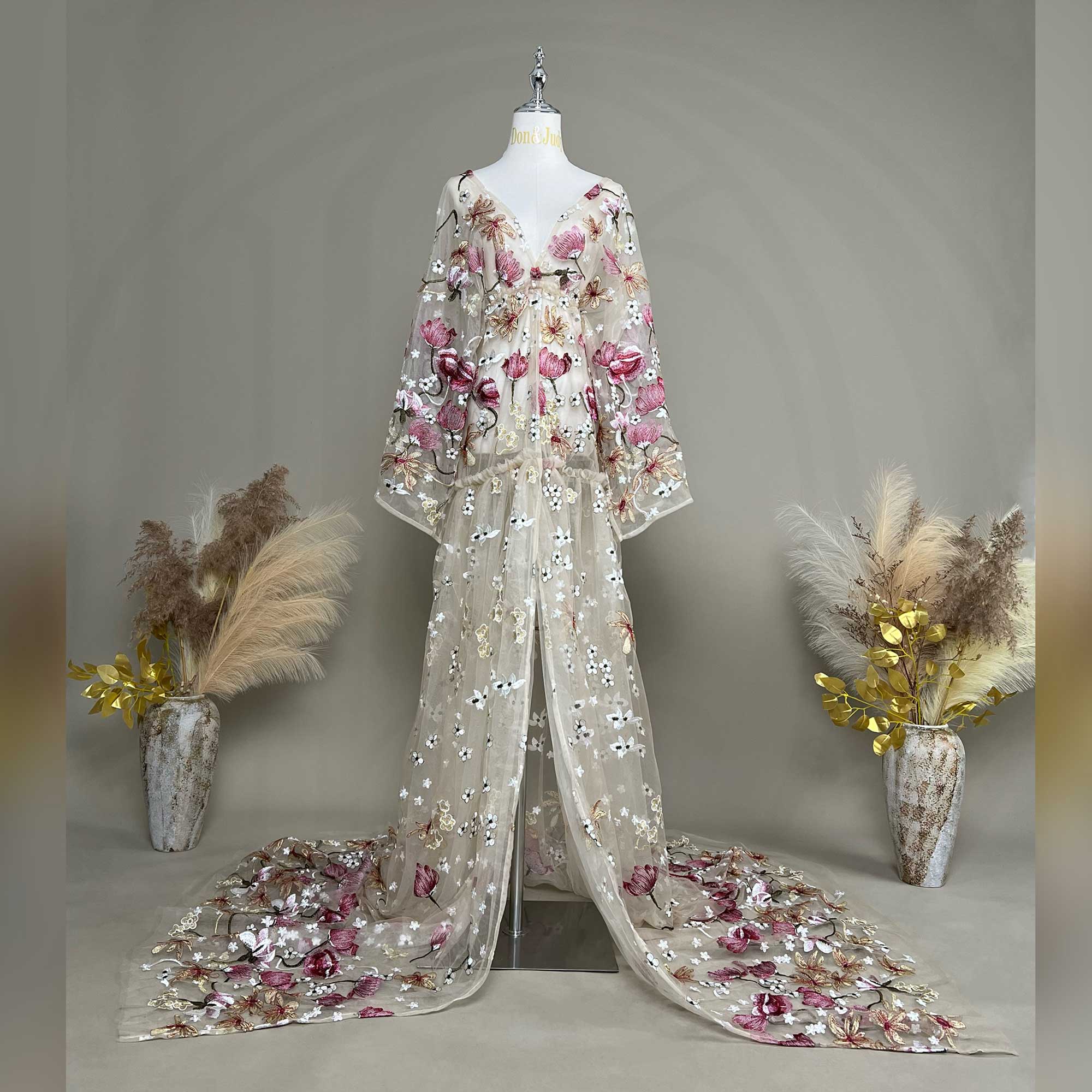 Don&Judy Butterfly Appliqués a - Kimono Sheer Floral ulasan dan harga