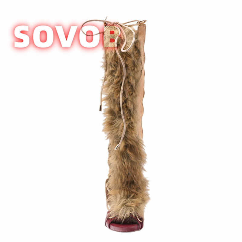 Retro Women's Faux Fur Strappy - Sandal Strappy Heeled ulasan dan harga