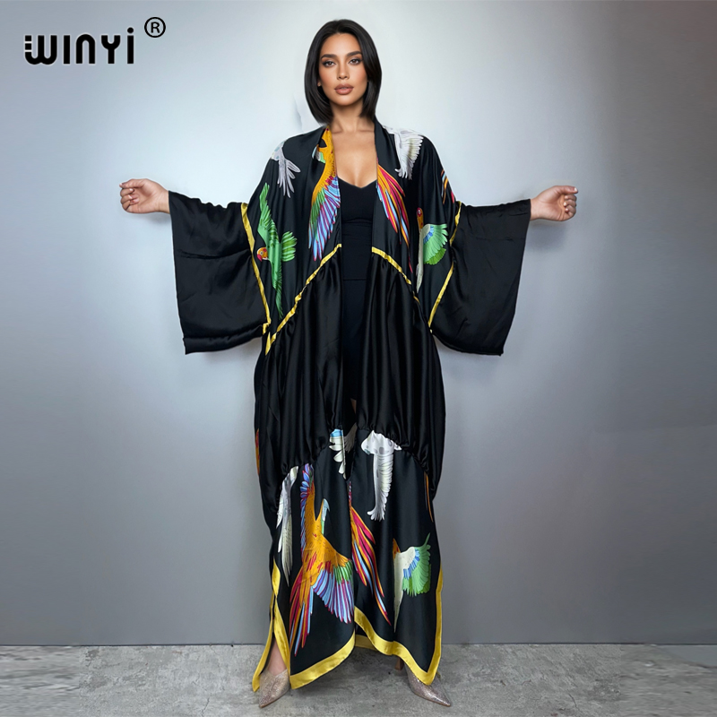 WINYI print boho kimono maxi b - Cover Up Kaftan ulasan dan harga