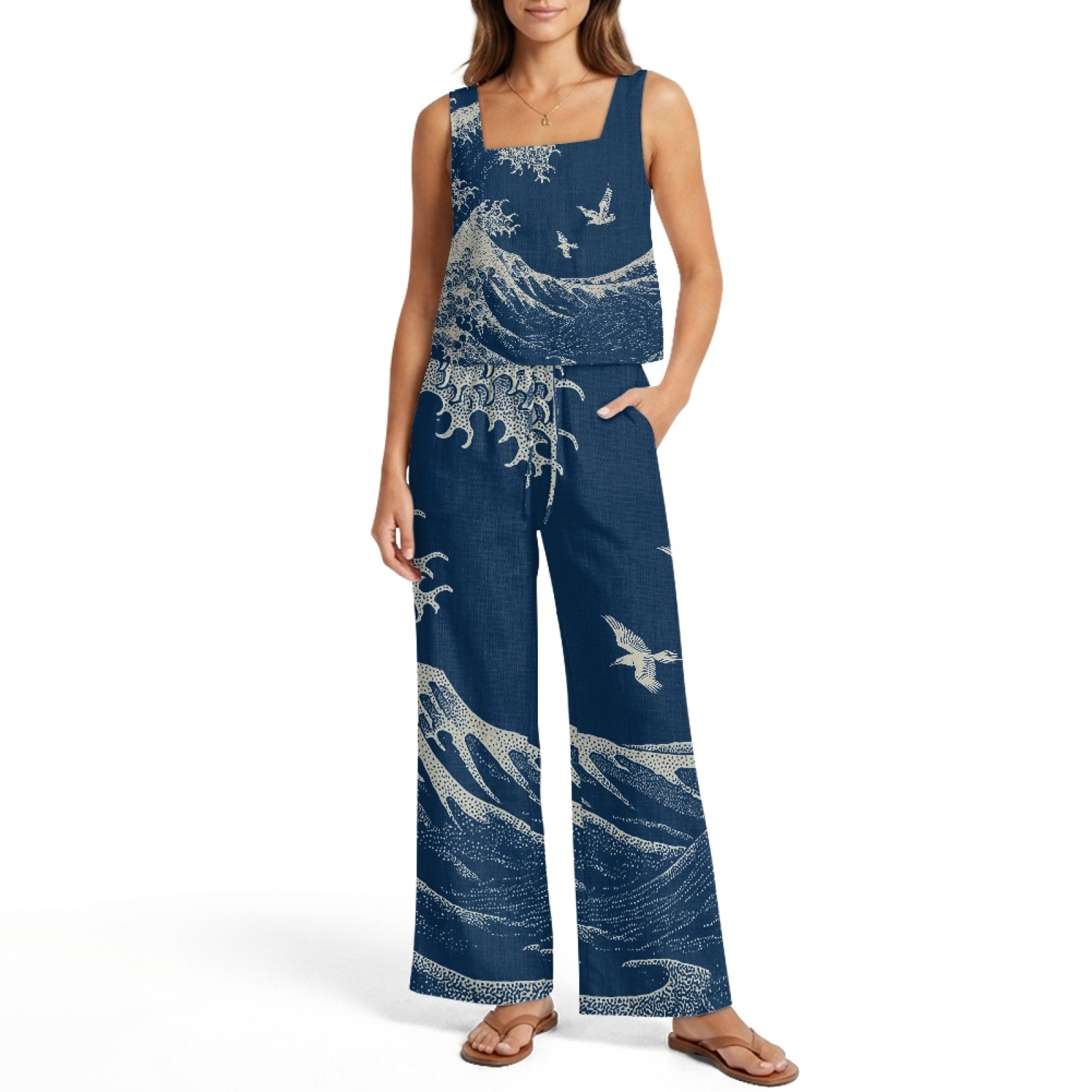 INSTANTARTS Women’s Linen Vest - Linen Pant Wide ulasan dan harga