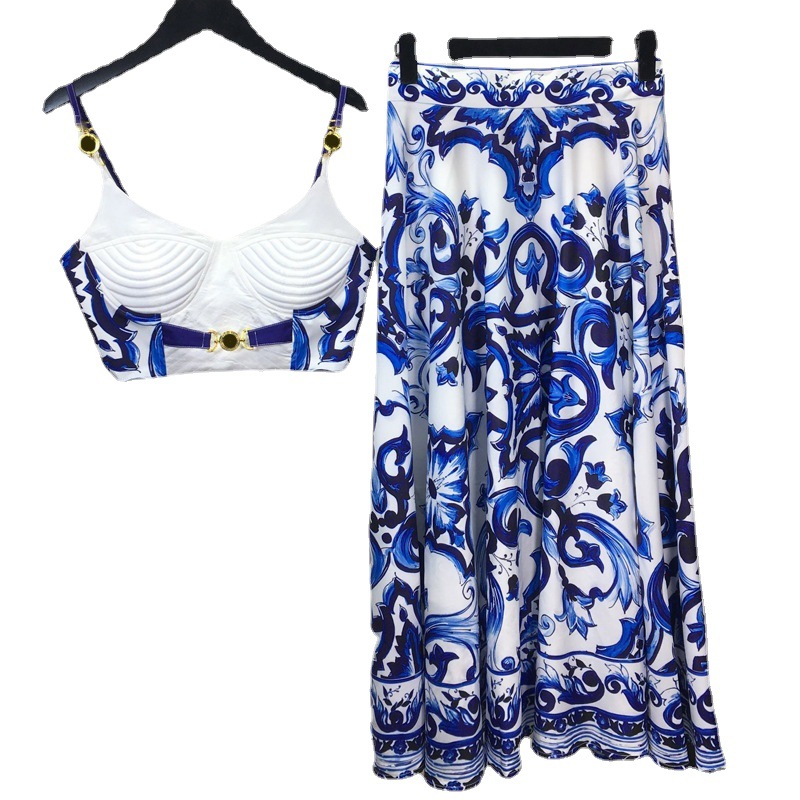 Summer Bohemain Blue And White - Romper Floral Print ulasan dan harga