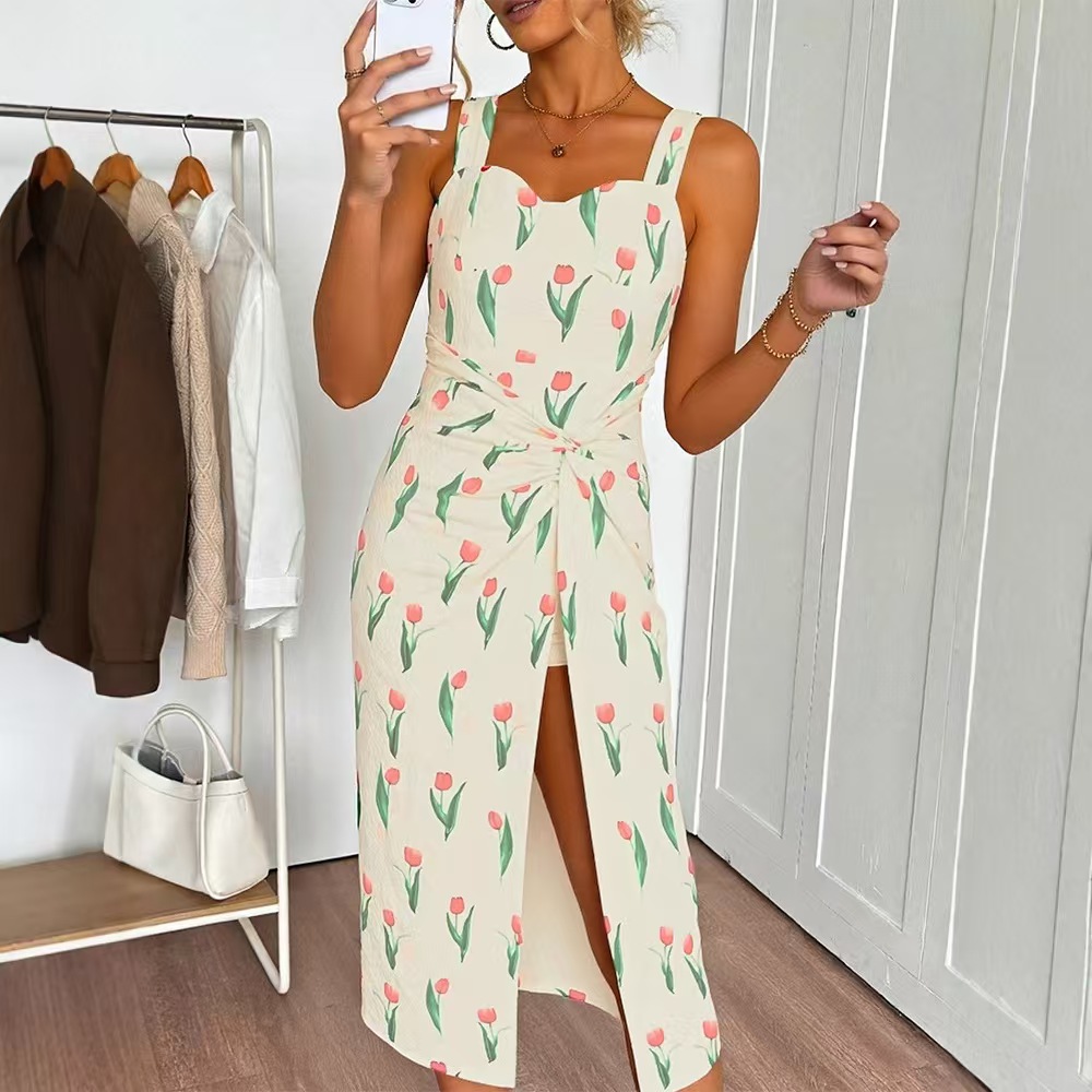 Fashionable Floral Print Crop  - Midi Skirt Floral ulasan dan harga