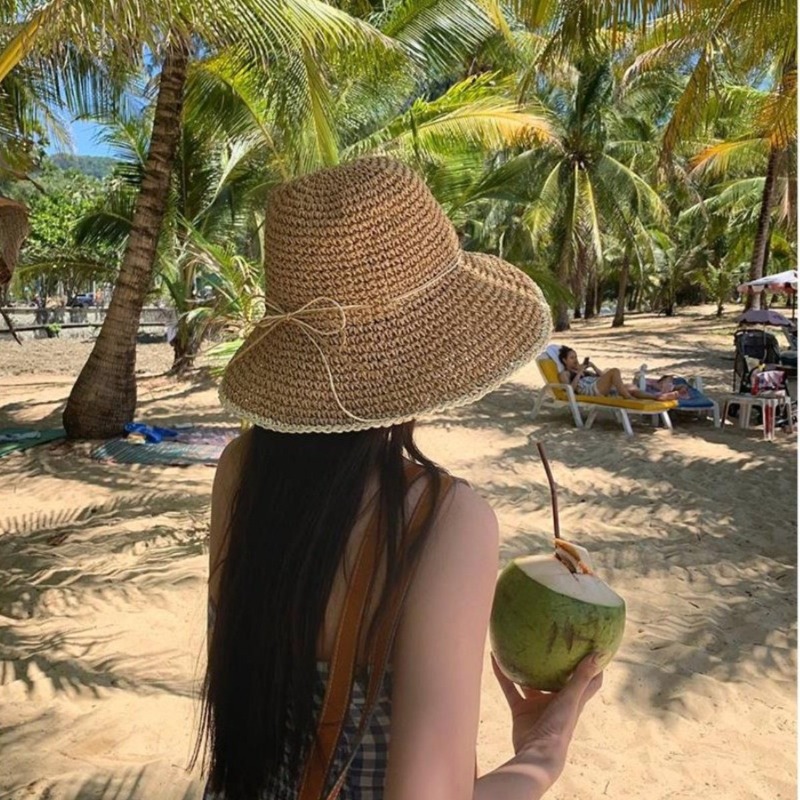 1pc Women's Summer Beach Straw - Hat Floppy Wide ulasan dan harga