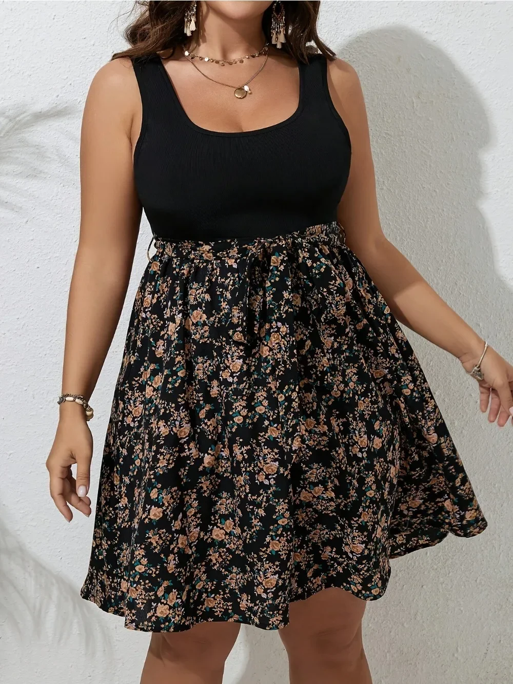Plus Size Dress Summer Knit Fl - Romper Floral Print ulasan dan harga