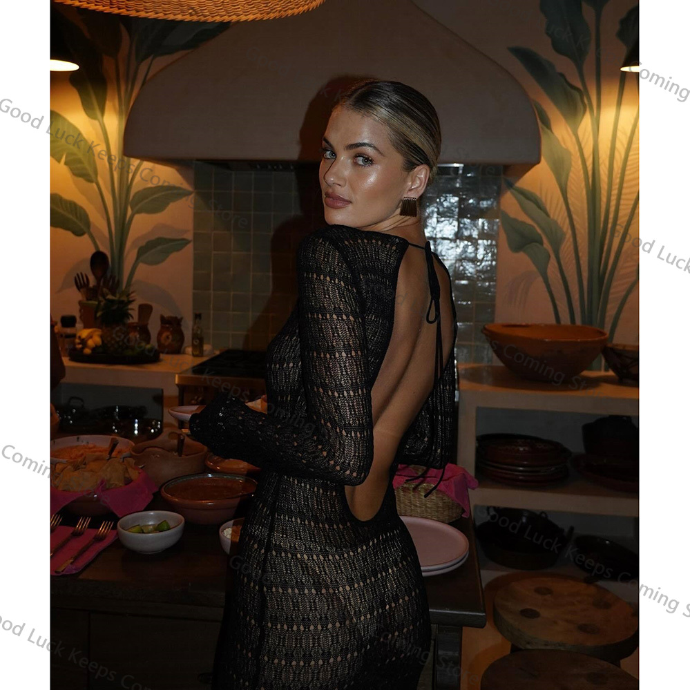 2025 Knitted Dress Backless Co - Cover Up Kaftan ulasan dan harga